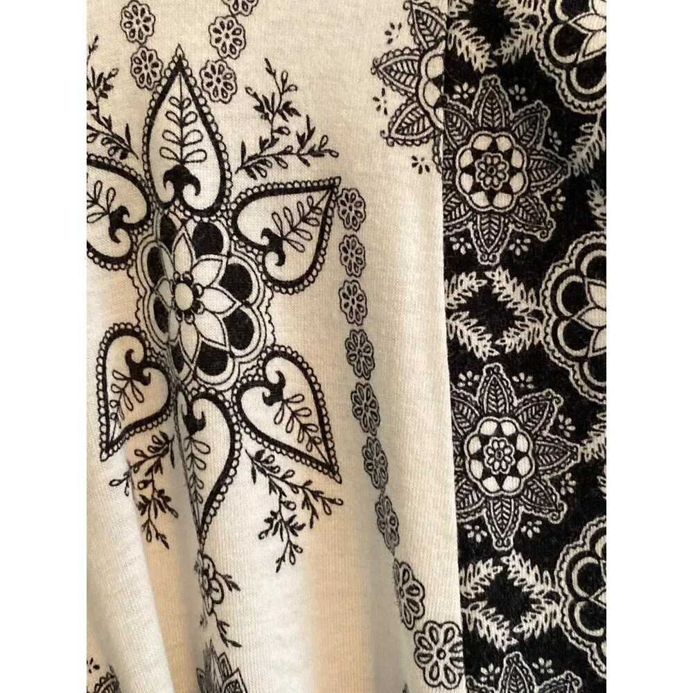 Donatella Studio wrap Robe Belt Black White Floral Paisley Soft Bath Lounge Sle - Picture 3 of 12